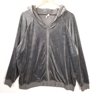 Live Well Lounge Women's Zip Hoodie Size X-Large Gray Velour Slouchy Cozy Soft